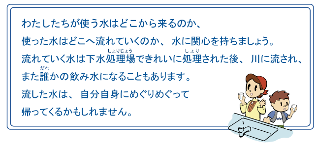 水を使った後、流れていく水に関心を持ちましょう！