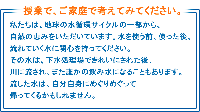 授業で、ご家庭で考えてみてください。 